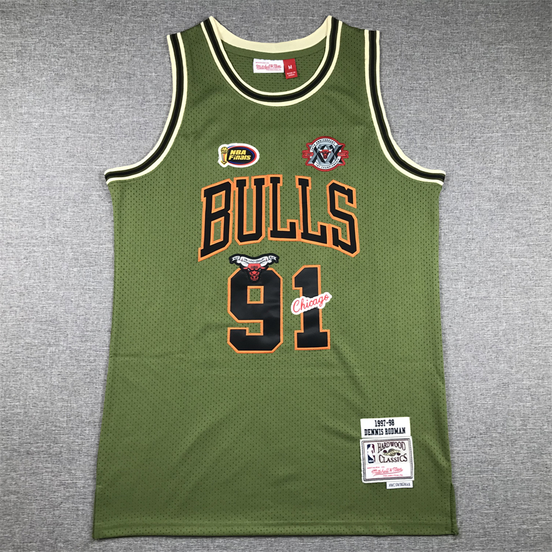 NBA Chicago Bulls No Camiseta De Baloncesto Verde Militar Dennis Rodman Shopee Mexico