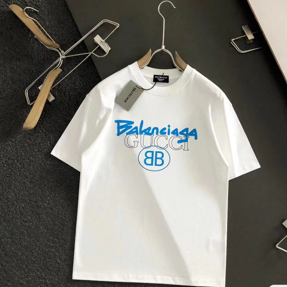 BALENCIAGA Paris Patron De Zapatos De Moda Impreso Camiseta De Manga Corta Para Los Hombres Y Las Mujeres Versatil Ajuste Suelto Media Traje De La