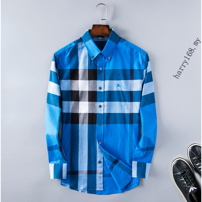 New Burberry Camisa De Algodon De Manga Larga A Cuadros Para Hombres Talla S XXXL BB011 Shopee Mexico