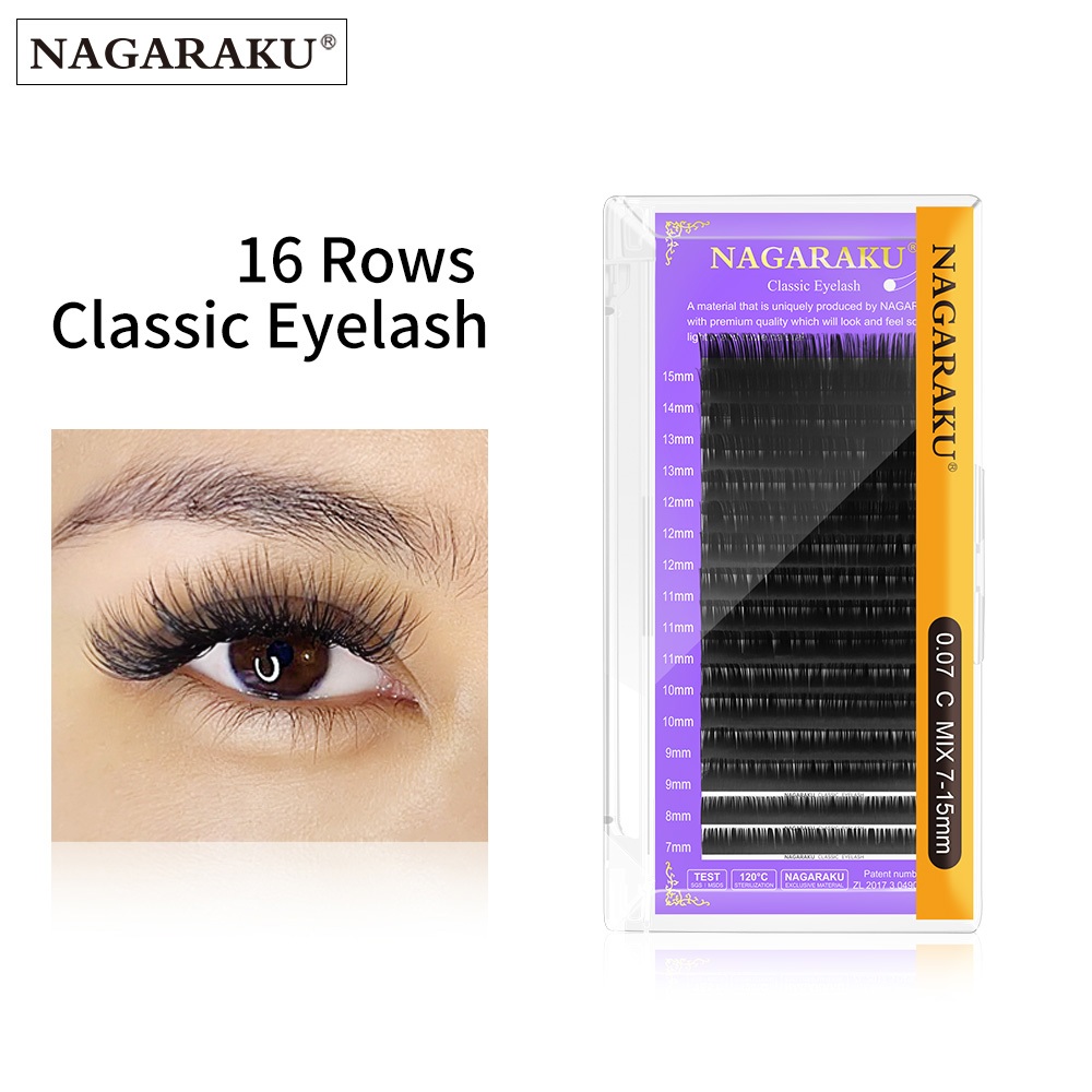 thumbnail image 1 of NAGARAKU Clásica Extensión De Pestañas Individual Super Suave Natural De Alta Calidad Premium 16 Filas De Una Sola Longitud, 1 of 4