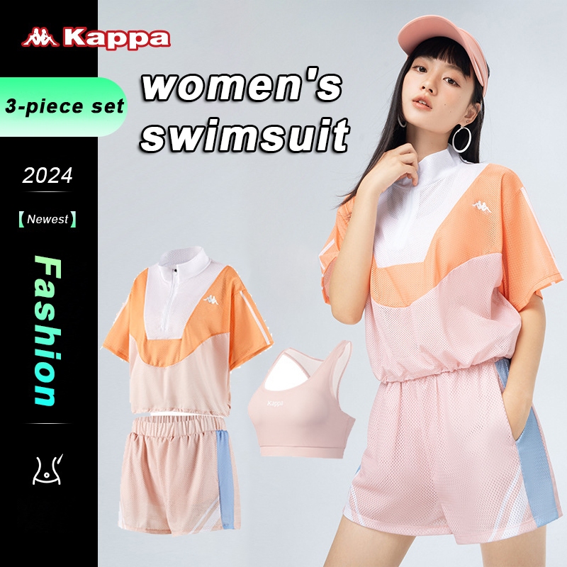 Kappa Traje De Bano Dividido Para Mujer Sujetador Deportivo Conjunto De Tres Piezas Que Cubre La Carne Adelgaza De Alta Gama Transpirable Y De Secado Rapido Proteccion Solar Shopee Mexico