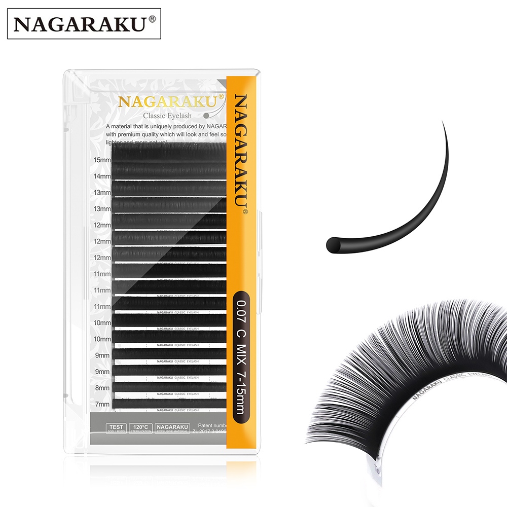 thumbnail image 1 of nagaraku extensión de pestañas sintético visón 16rows/caso 7~15mm j b c d n lc l mix premium maquillaje natural maquiagem cilios, 1 of 4