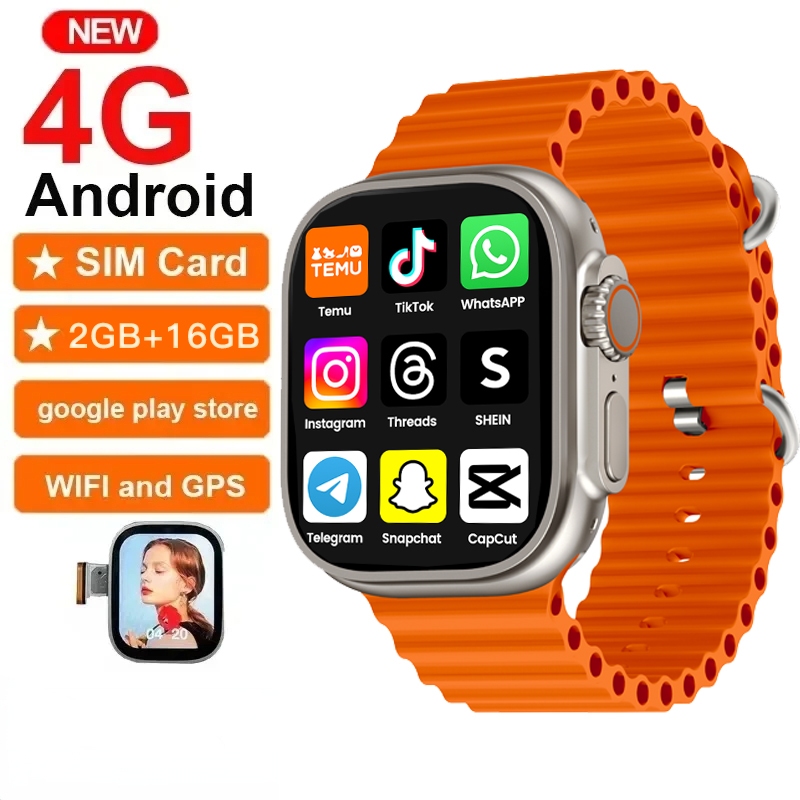 2024 4G Smartwatch X8 Ultra Android 10 Sistema WiFi GPS Tarjeta SIM Brujula Google Play Store Deportes PK GS9 CDS9 Shopee Mexico