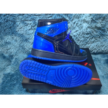 Nike Air Jordan 1 Charol Negro Azul Amortiguacion Antideslizante Zapatillas De Baloncesto Retro Hombres Shopee Mexico