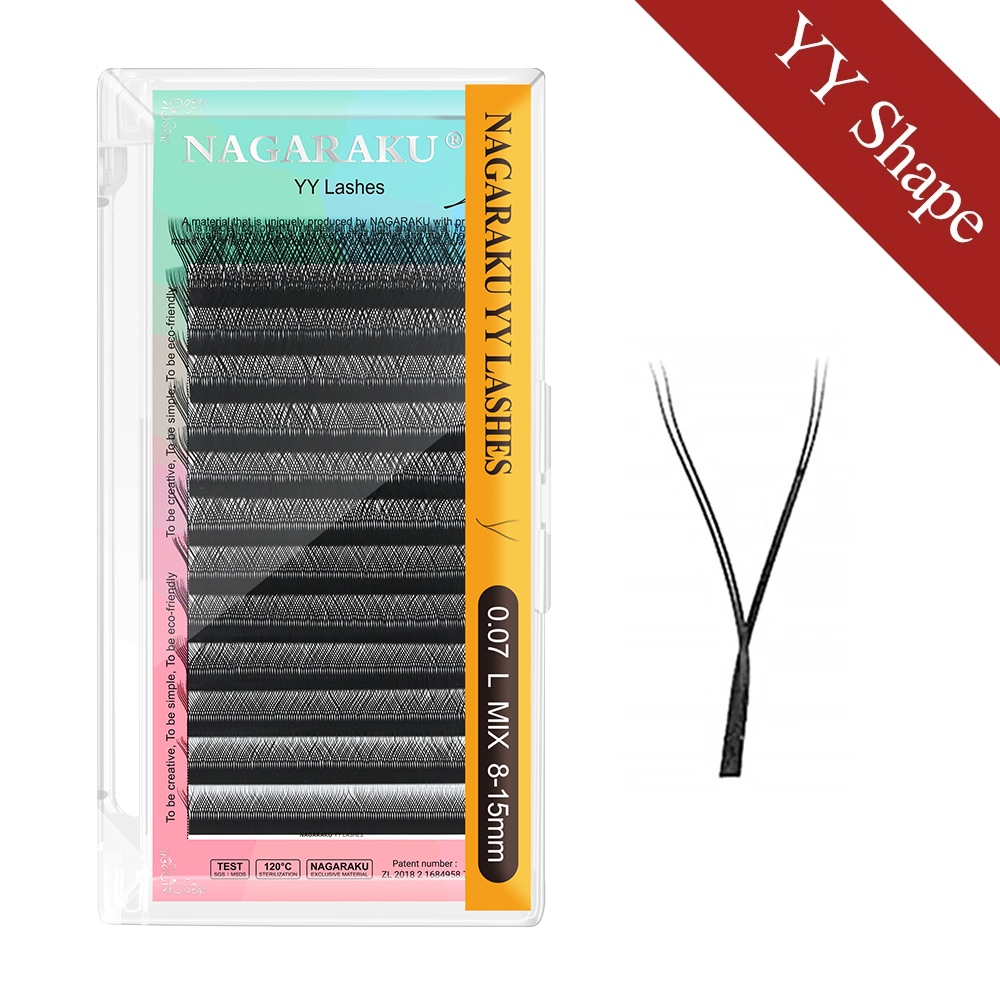 thumbnail image 1 of NAGARAKU YY shape Tejido A Mano premium Visón Suave Luz natural Pestañas Extensión De Maquillaje Malla Red Cruz Postizas Individuales, 1 of 4