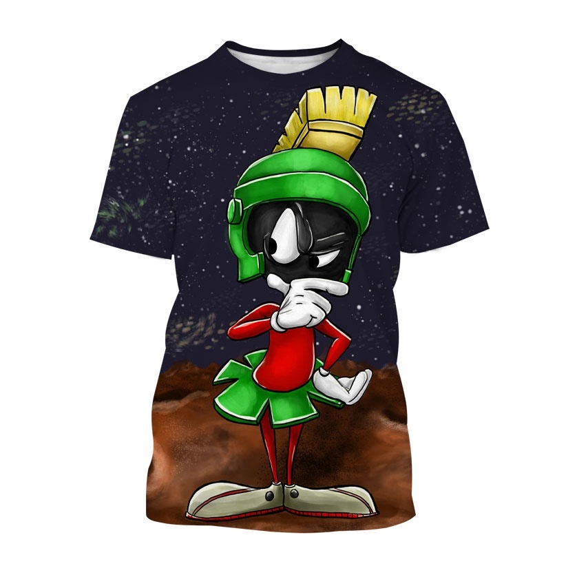 3D Marvin El Patrón Marciano Impresión Camiseta Moda Hombres Manga