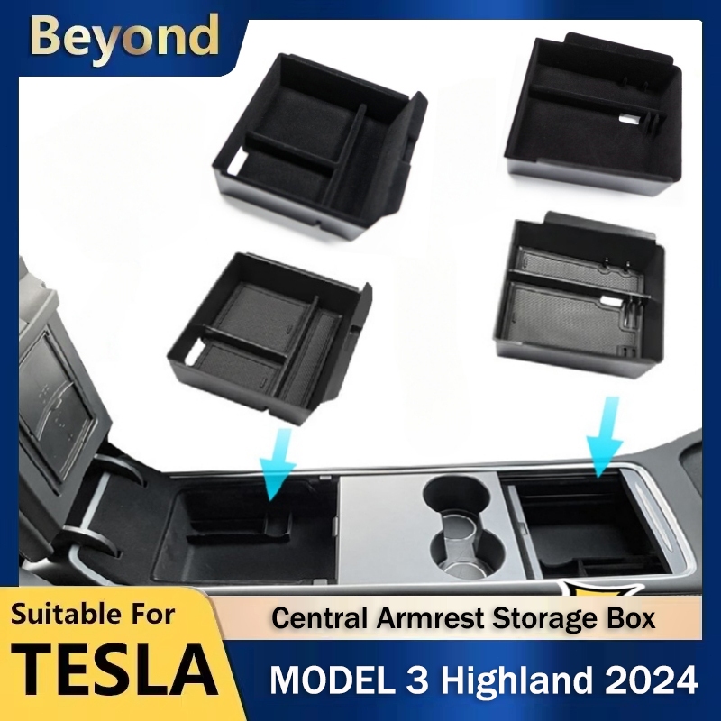 FLhrweasw Caja Almacenamiento Organizadora Flocado Consola Para Tesla Model 3 Y 2021 (delantero