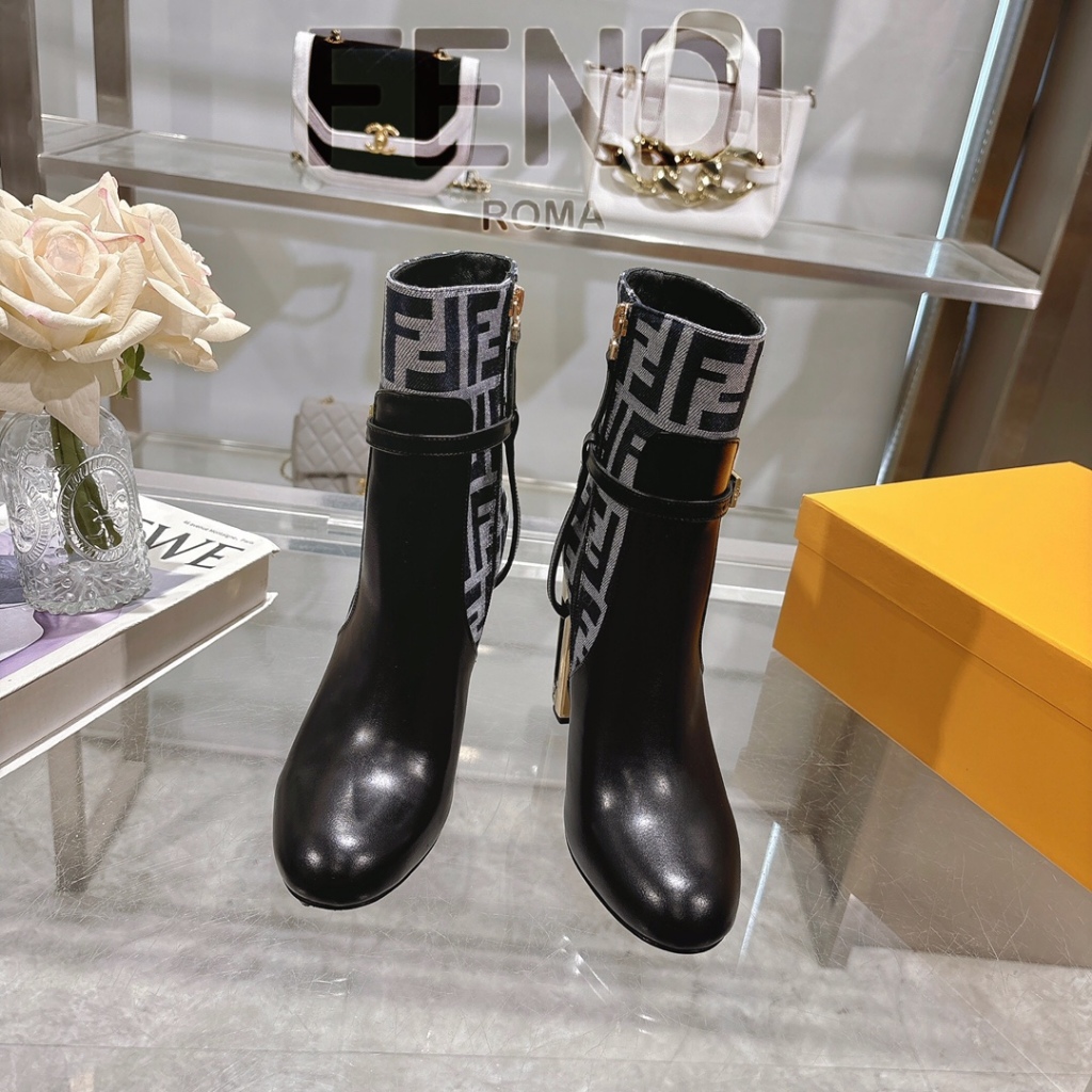 2024 Primavera Otono Nuevo Estilo FENDI Botas De Moda Todo El Temperamento Botas De Tacon Alto