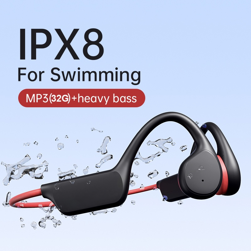 Auriculares De Natación Impermeables IPX8 Con Bluetooth 5.4, Memoria De 32 GB, Batería De 180 MAh Y Cancelación De Ruido – Ideales Para Buceo Y Running (Naranja)
