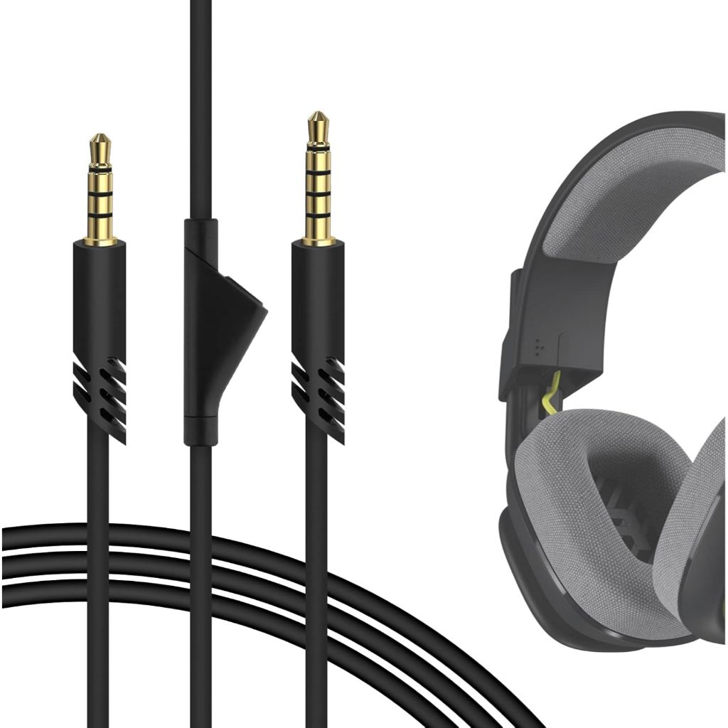 Yaowanguan Controllo del volume in linea Cavo per ASTRO A10/A40/A30/A50/A40TR cuffie da gioco, cavo audio di ricambio 2 m/6,6 piedi nero con grigio jack