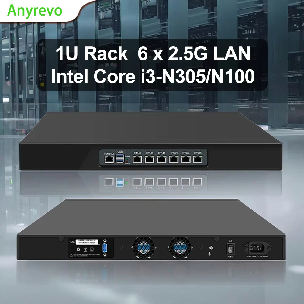 Firewall Anyrevo 1U N100 Para Montaje En Rack , 6 i226-V , 2,5 Gb , LAN ...