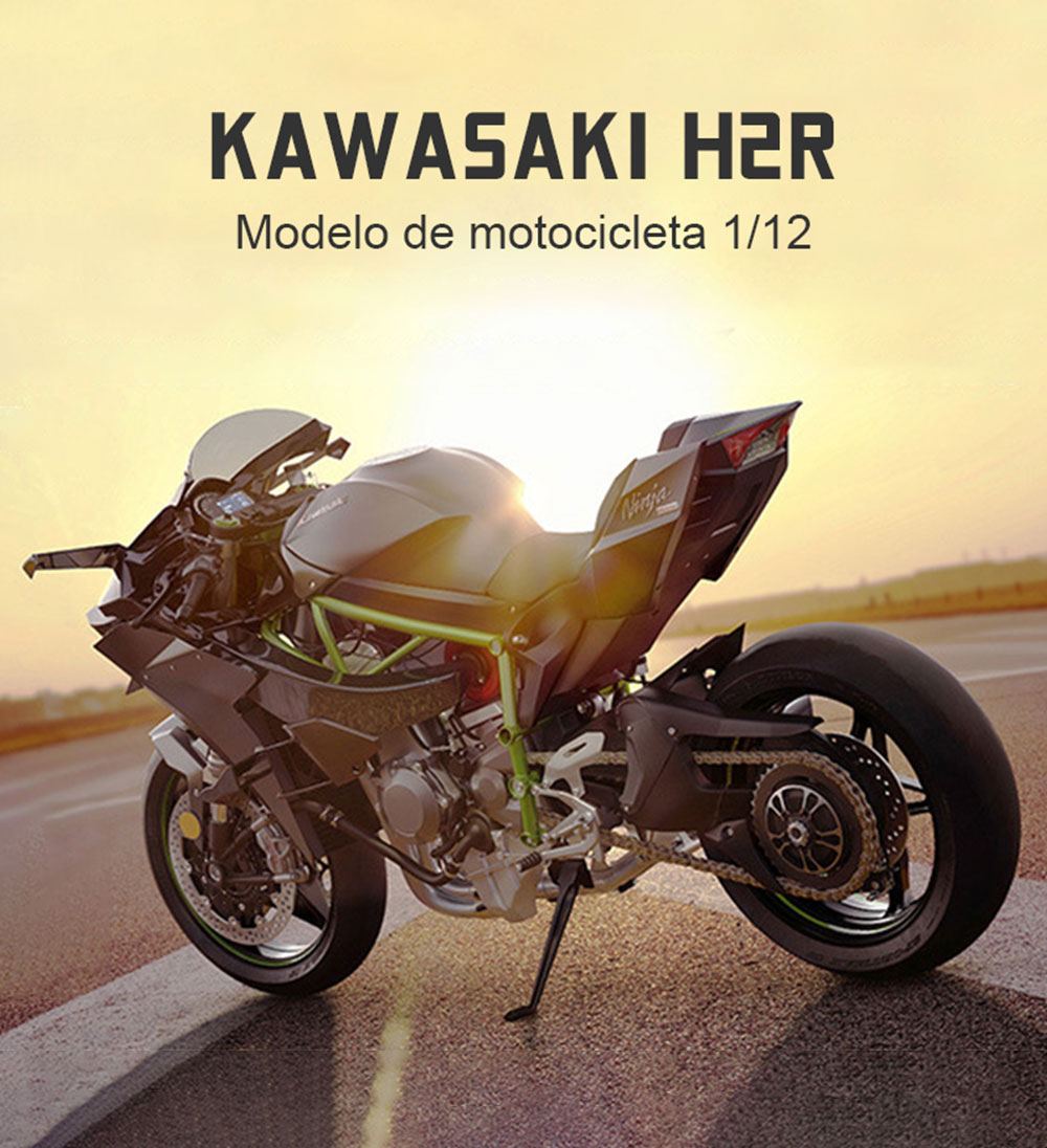 Maqueta De Motocicleta H2R 1:12 De Aleación – Coleccionable Desmontable, Detalles Realistas, Color Negro