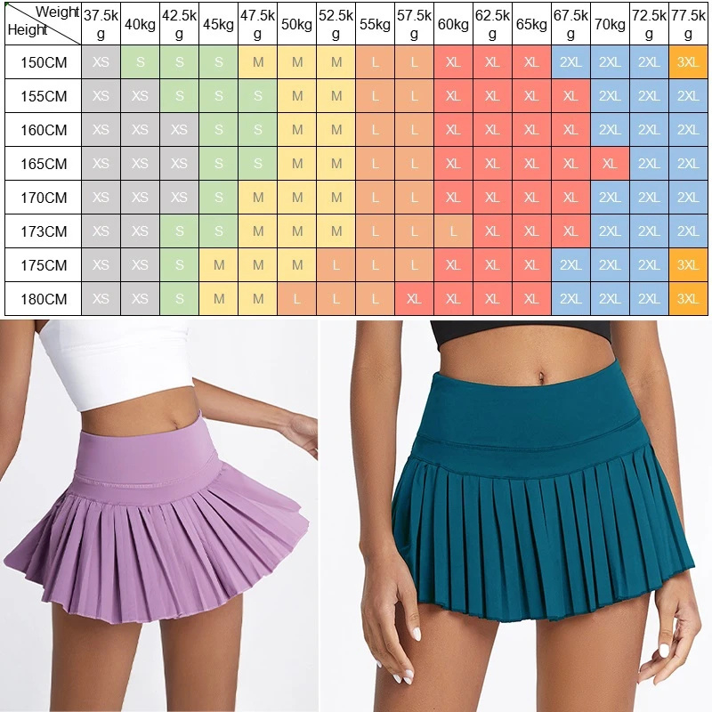 Faldas De Tenis Seguras XS XXL Gym Golf Running Plisado Pantaloneskirt SEXY Mujeres Deportes Fitness Shorts Bolsillo Cintura Alta Skort