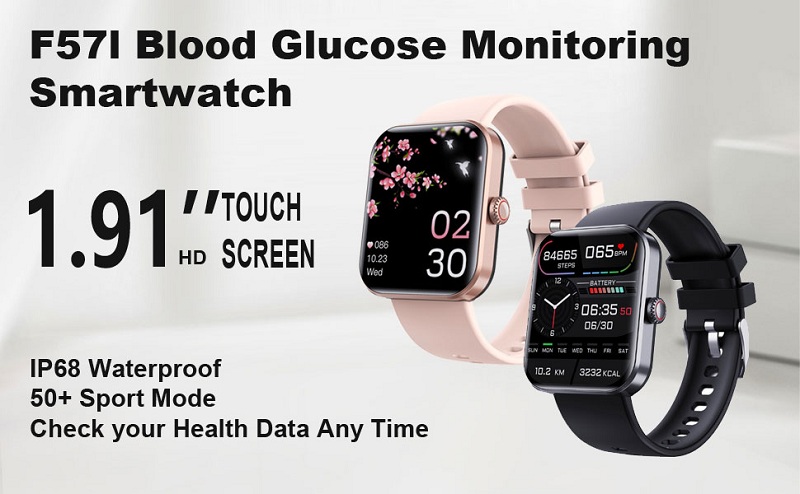 Reloj inteligente Monitoreo de glucosa en sangre Prueba de azúcar en sangre  Reloj inteligente (rosa)