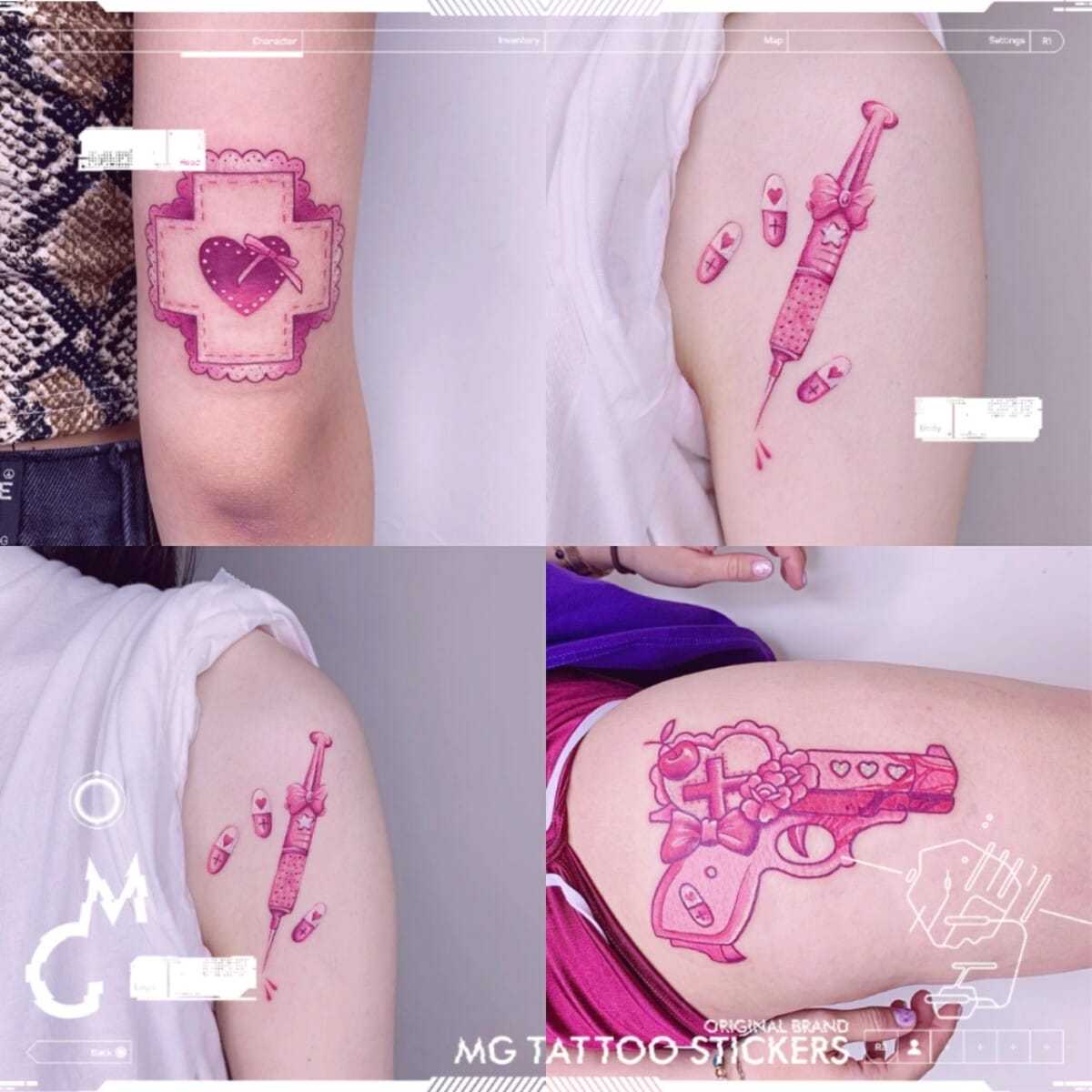 Pegatinas De Tatuaje Rosa Fresco Barbie Harley Quinn tatoo Temporal Para  Brazo Pierna Arte Corporal | Shopee México