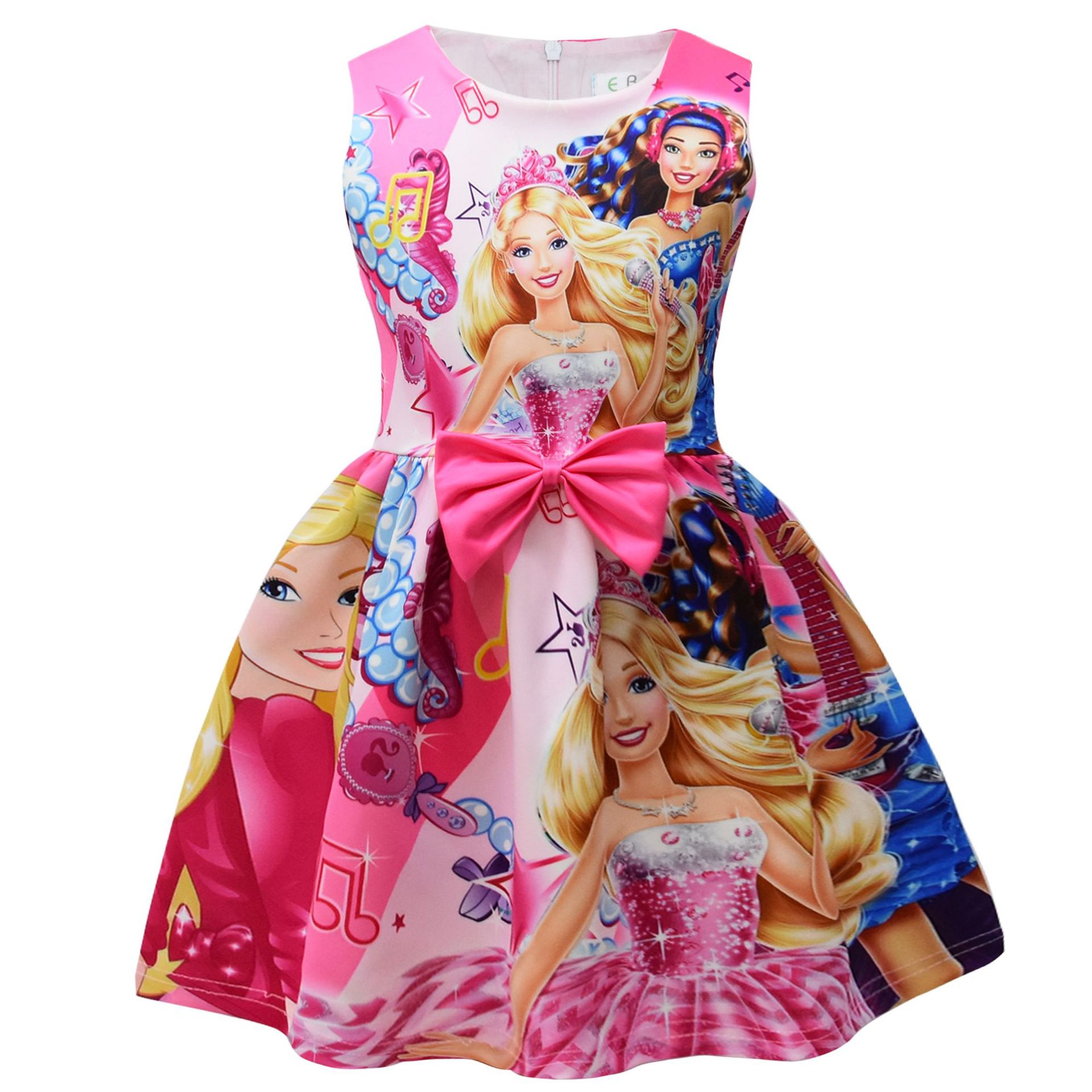 Disfraz De Película Barbie Niñas Vestido Rosa Niños Halloween De