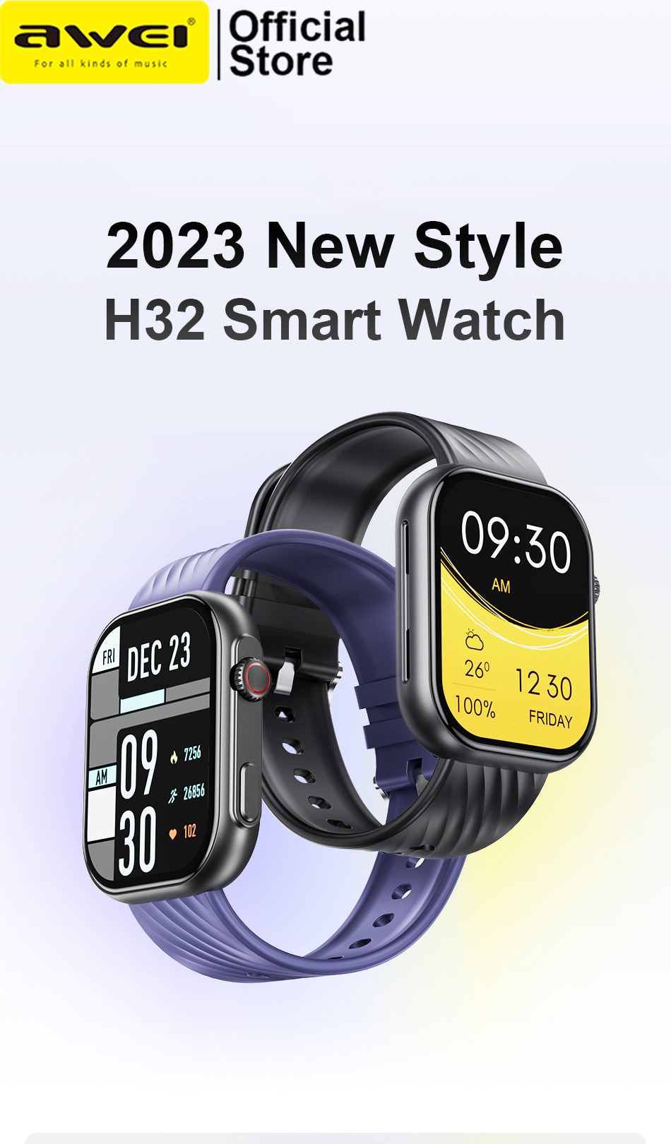AWEI H32 Smartwatch Pantalla Táctil HD De 2,0 Pulgadas IP67 Reloj
