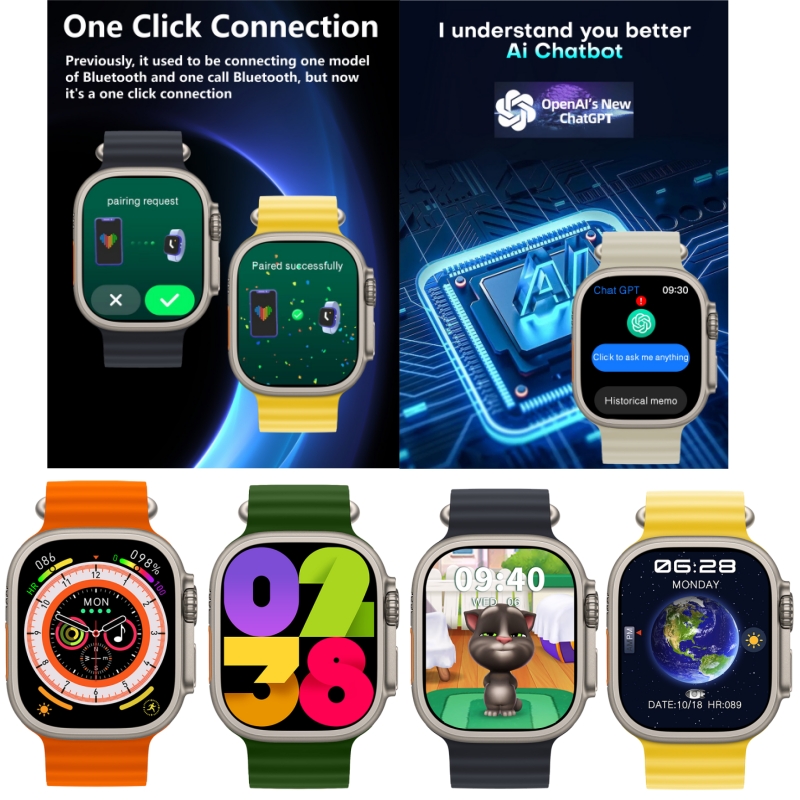 2023 HK9 Ultra 2 AMOLED Smartwatch Hombres HK8 Actualizado ChatGPT