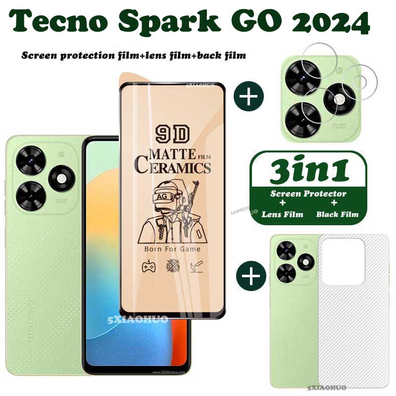  jioeuinly Tecno Spark Go 2024 - Funda compatible con Tecno Spark  Go 2024 con protector de pantalla de vidrio templado, policarbonato duro +  silicona suave, soporte de anillo, luz reflectante plateada
