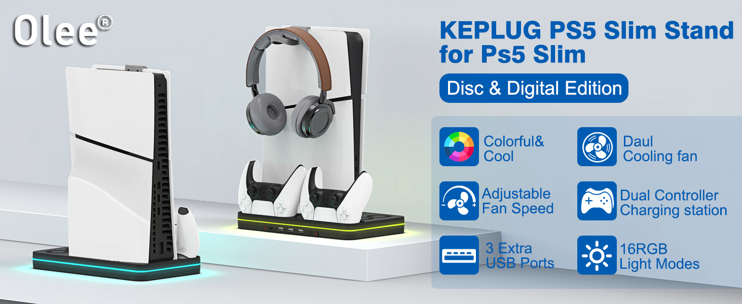 Soporte de refrigeración Vertical para PS5 Slim/PS5 Pro, con ventilador,  controlador Dual, estación de carga, accesorios para Playstation 5 -  AliExpress