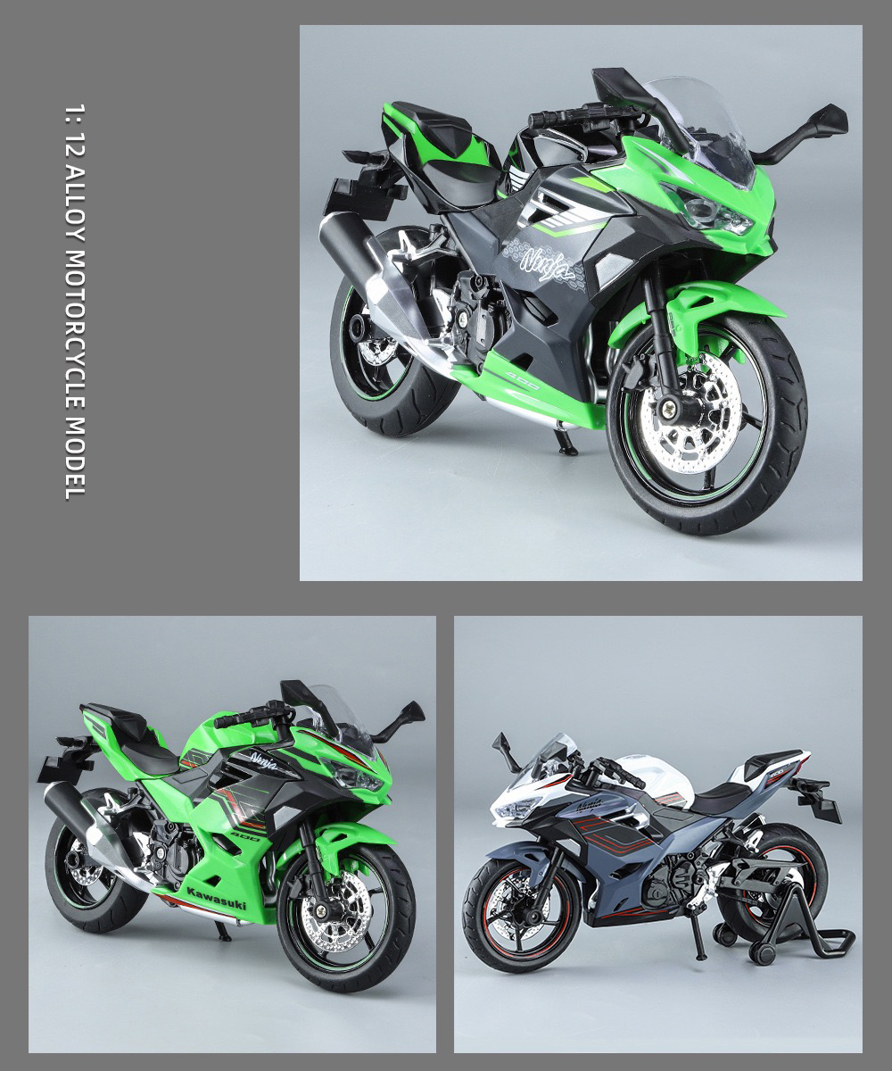 Modelo A Escala 1/12 De Moto Kawasaki Ninja 400 - Aleación, Detallado, Para Coleccionistas O Regalo