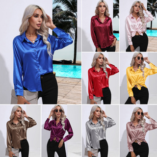 Blusas De Mujer Camisas Moda Blusa Elegante Casual Largo Satin Nueva Seda  Tops