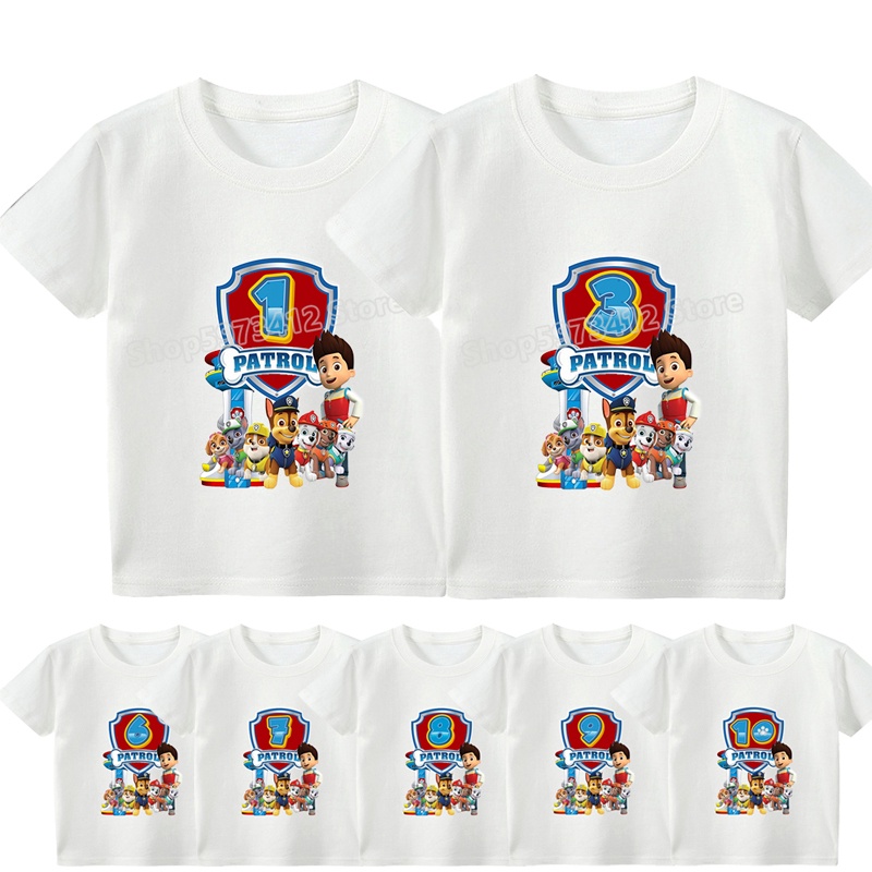 Paw Patrol Feliz Cumpleanos Camiseta Patrulla Canina Camisas Para Ninos Ninas Ropa Anime Impresion Grafica Tee Nino Manga Corta Tops Regalo Shopee Mexico