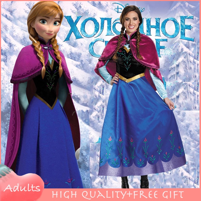 Adultos Mujeres Princesa Frozen Anna Reina Disfraces Maxi Vestido De ...