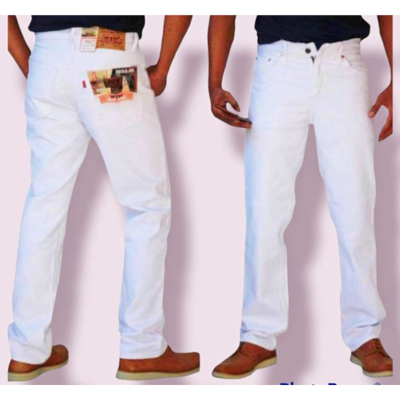 Vaqueros blancos hombre ~ vaqueros estándar para hombre - blanco | Shopee México