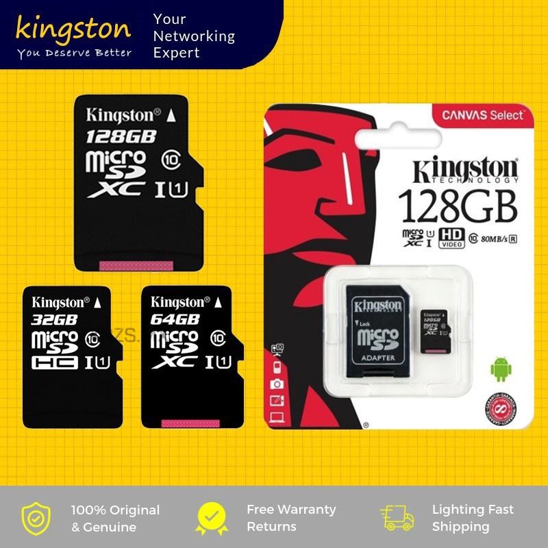 Tarjeta de Memoria KINGSTON Micro SD 128GB Clase 10 Con Adaptador