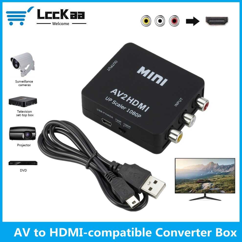 RCA AV a HDMI convertidor adaptador compuesto AV2HDMI convertidor 1080P HDTV