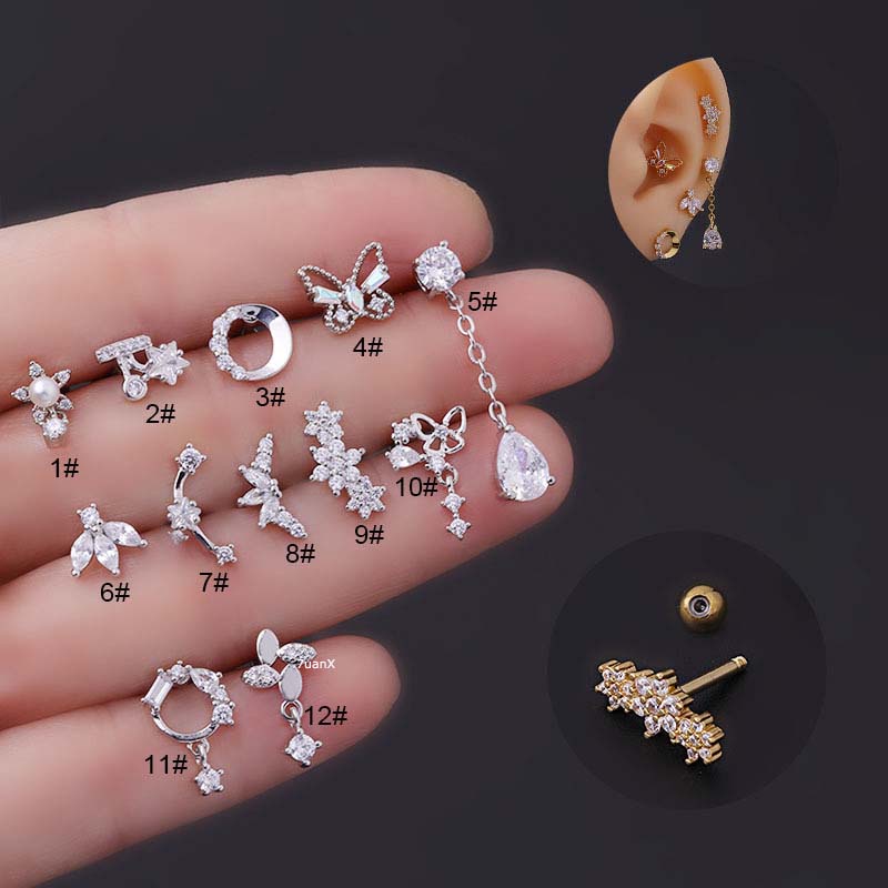 7 Pendientes En Forma De Tornillo - Acero Inoxidable - Estilo Único Para Hombres Y Mujeres - Incluye Caja De Regalo