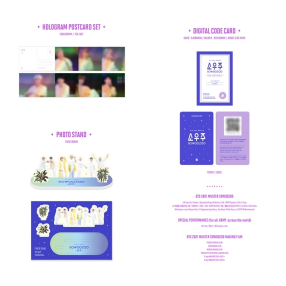 BTS Sowoozoo DVD with V popular Photoard and Hologram Postcard Set