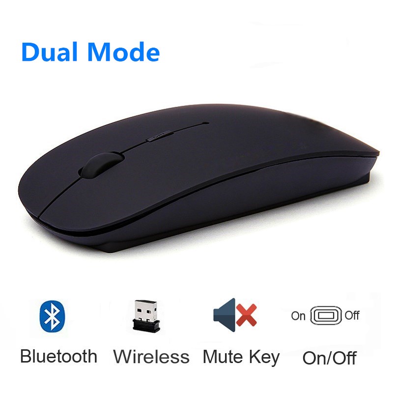 Bluetooth 5.0 + 2.4Ghz Ratón Inalámbrico Dual Modo 2 En 1 Inalámbrico 1600 DPI Ultra-delgado