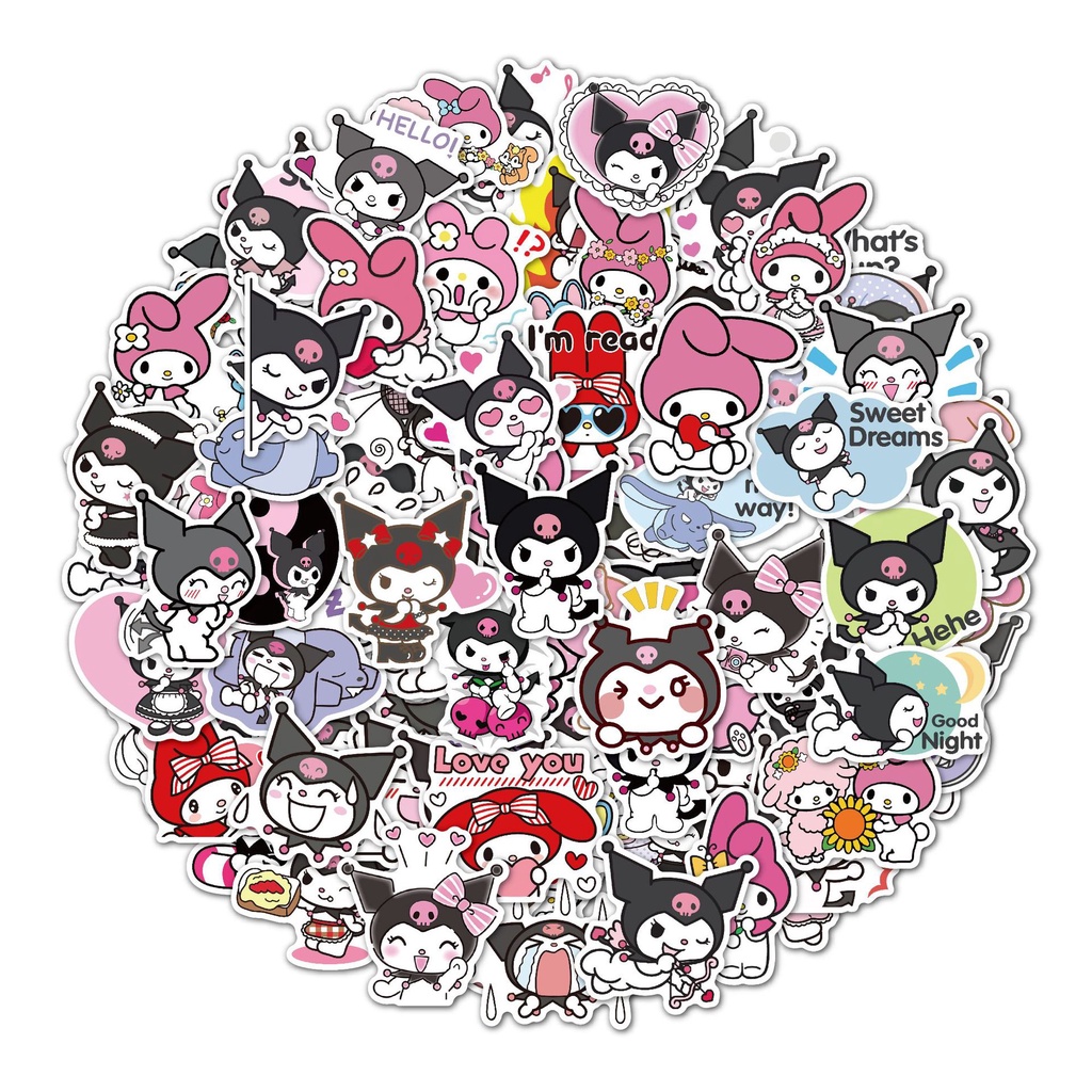 100 Pegatinas De PVC Impermeables My Melody & Kuromi , Diseño De ...