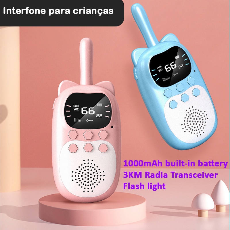 2pc/Caja Original Kids Walkie Talkie Recargable 1000mAh De Mano 0.5W 3km  Radio Transceptor Interphone Juguetes Para Niños Regalo