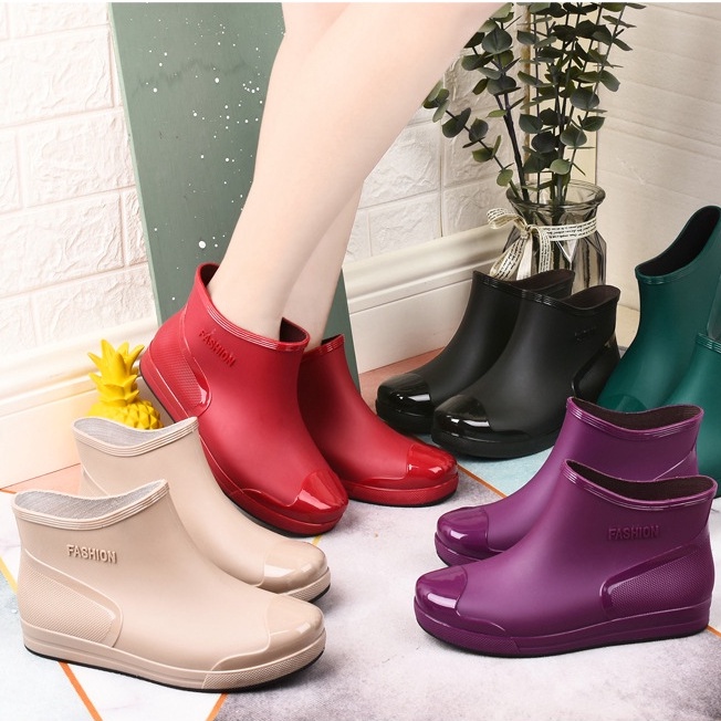 Botas De Lluvia De Mujer Corta Impermeable Antideslizante Durable Al Aire Libre Zapatos