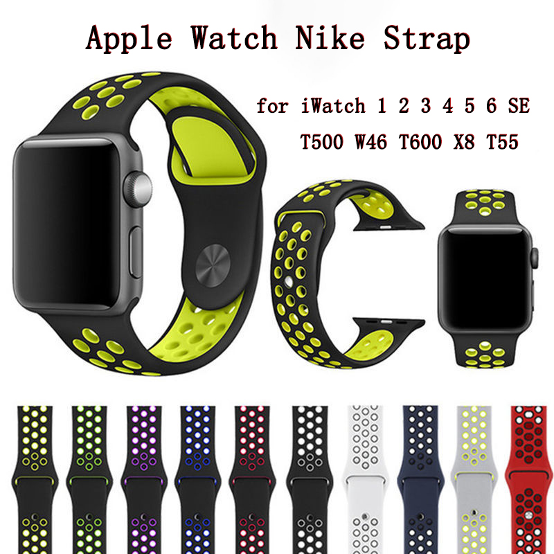 En stock Apple iWatch Nike Sport Correa Tali Jam T500 Smart Watch 44 Mm Para Series 7 6 SE 5 4 3 2 1 De Goma Transpirable 38mm 40mm 42mm 41mm 45mm Shopee Mexico