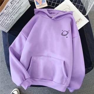 Sudadera Con Capucha Con Estampado Morado Simple Para Mujer