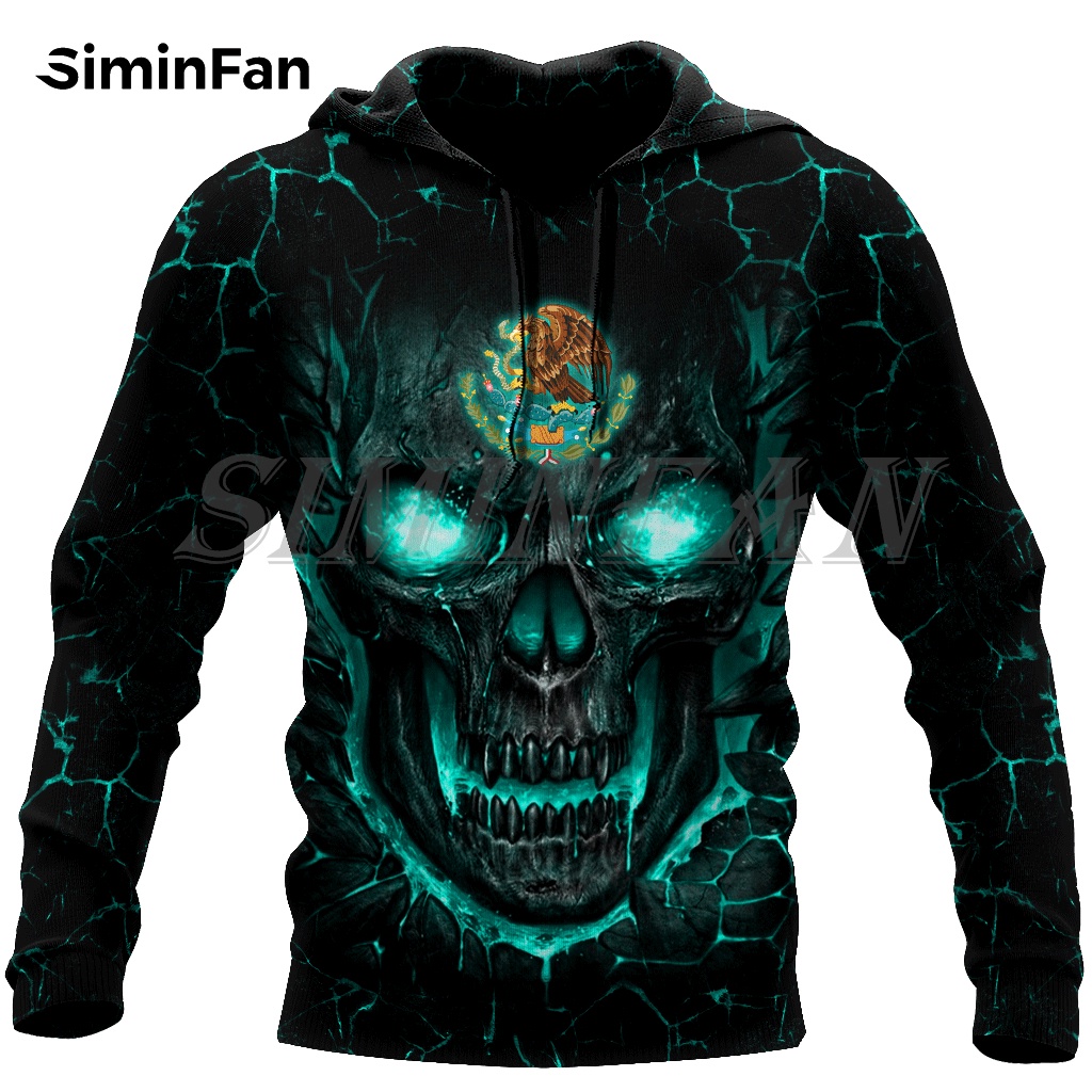 Love México Skull Green Fire Hombre Impresión 3D Sudaderas Unisex