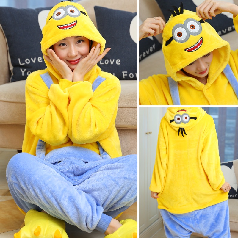 Minion Onesies Mujeres Hombres Adulto Animal De Dibujos Animados Pijamas Divertido Festival Fiesta Traje De Fantas a Cosplay Mono Ropa De Hogar