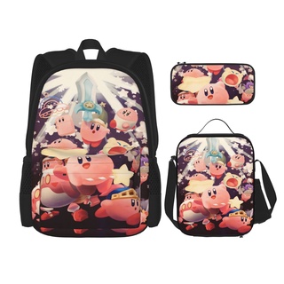 Kirby-Juego De 3 Mochilas Con Bolsa De Libros De Escuela , Caja De Almuerzo  , Estuche Para Niños Y Niñas | Shopee México