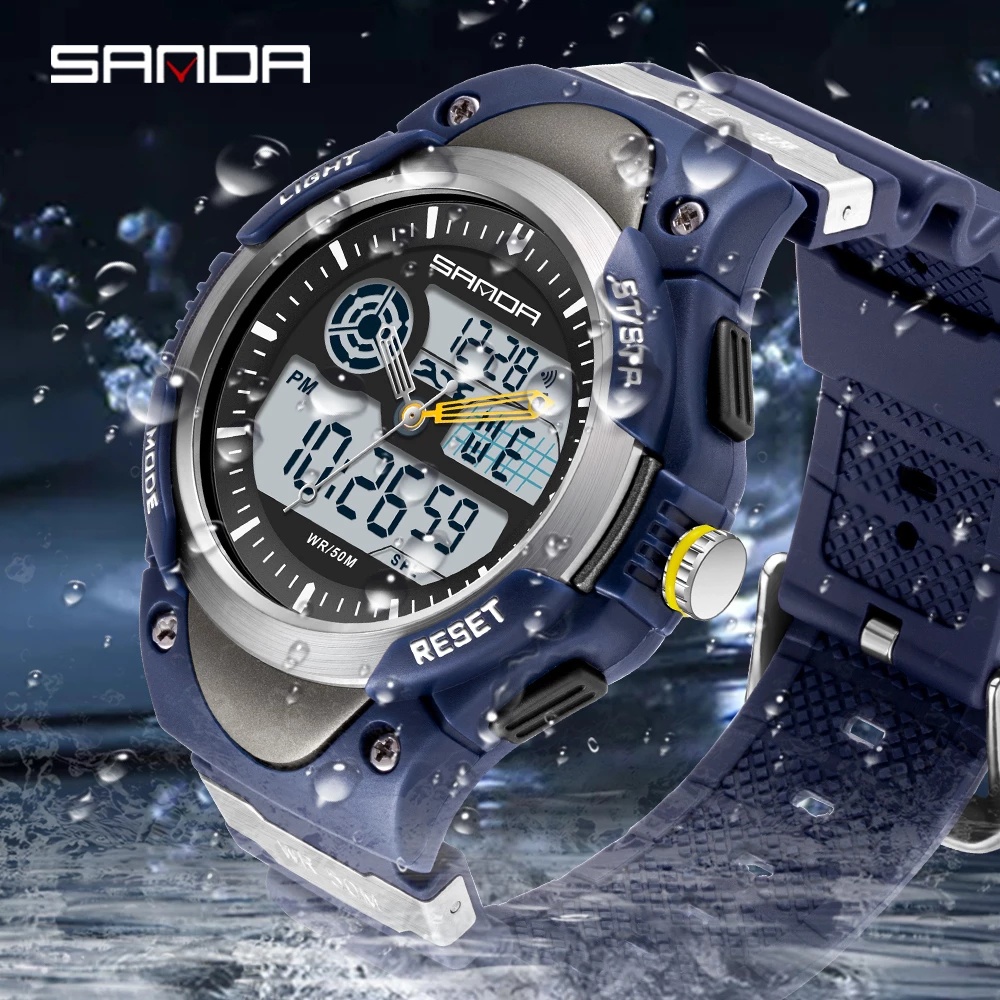 SANDA Relojes Deportivos Para Hombre De Lujo Militar Impermeable LED Alarma Digital Cronografo Reloj De Pulsera De Cuarzo Mas