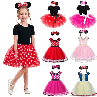 Vestido de princesa de Mickey y Minnie Mouse para niñas, disfraz divertido  para fiesta de cumpleaños