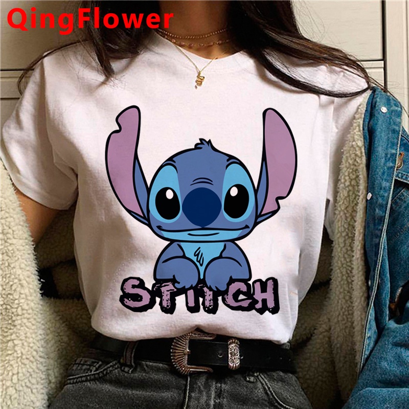 Stitch Camiseta De Dibujos Animados Las Mujeres vintage Blanco grunge ...