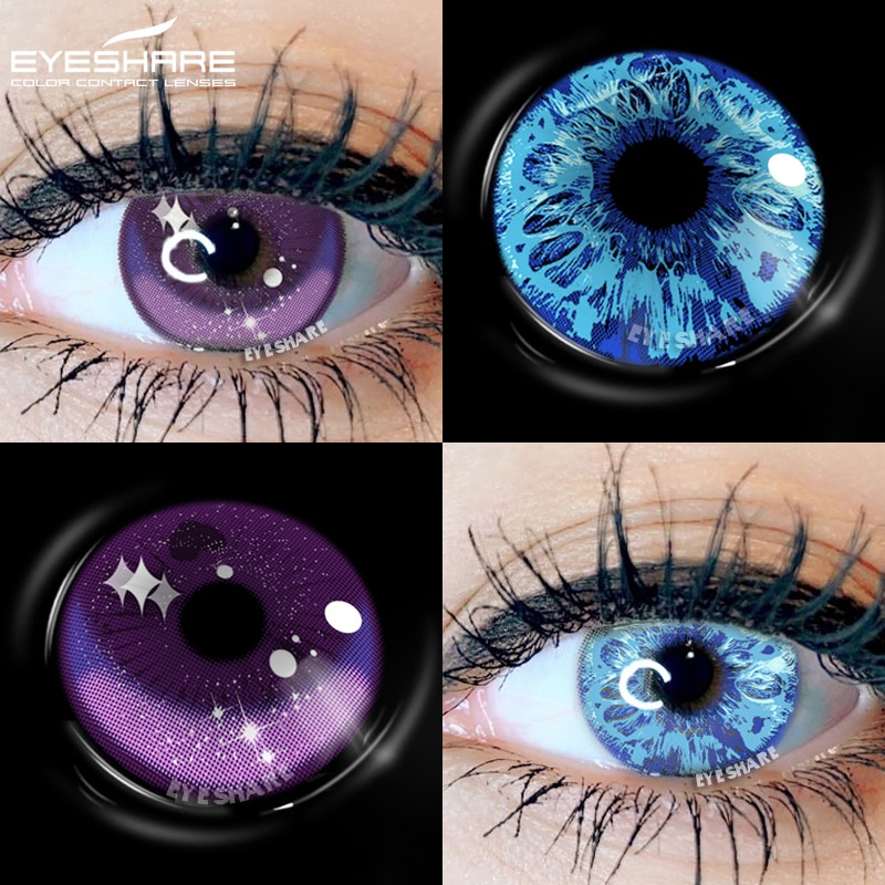 EYESHARE 2pcs Contact Lenses for Eyes Anime Cosplay Colored Lenses Blue Purple Halloween Annual use Lenses 14.5mm Shopee Mexico