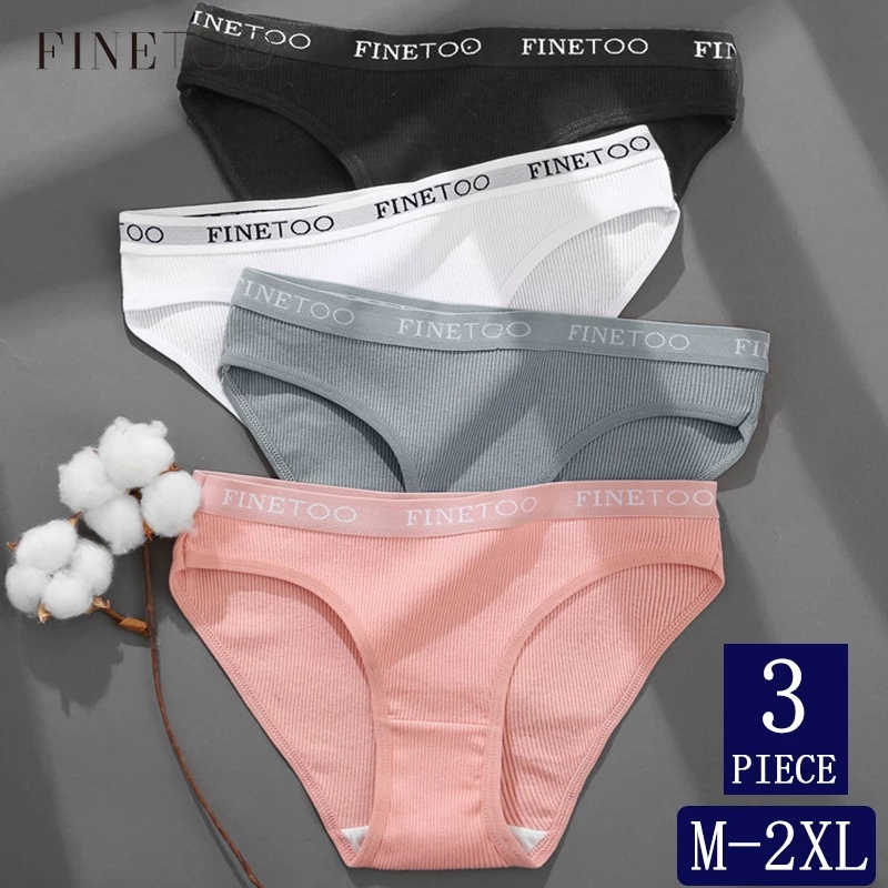 Finetoo 3 Unids Set Mujeres Ropa Interior Femenina Bragas De Algod n S lido Calzoncillos ntimos Lencer a