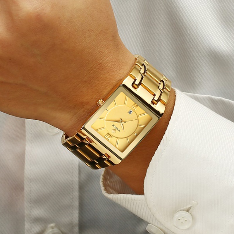 Wwoor Reloj De Oro Cuadrado Para Hombre Reloj De Pulsera Impermeable De  Acero Inoxidable De Cuarzo Dorado De Lujo De Marca Superior