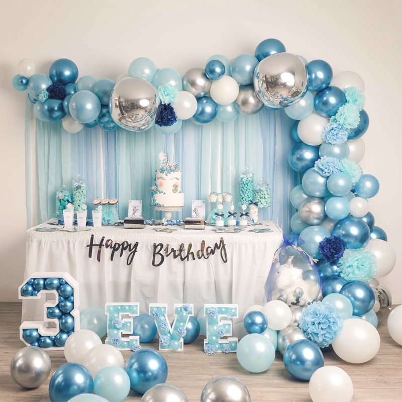 87pcs Deep Blue Happy Birthday Party Wedding Backdrop Envío Gratis Látex  Blanco Bienvenido Arco Globos Plateados Kit Decoración Baby Shower, Ahorra  Dinero En Temu