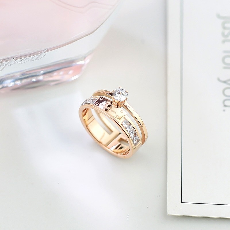 Wycian Anillos De Acero Inoxidable, Anillo Oro Rosa Bisutería Mm Sencillo Anillo De Banda Para Aniversario Cumpleaños, 7, Sin Piedras Preciosas